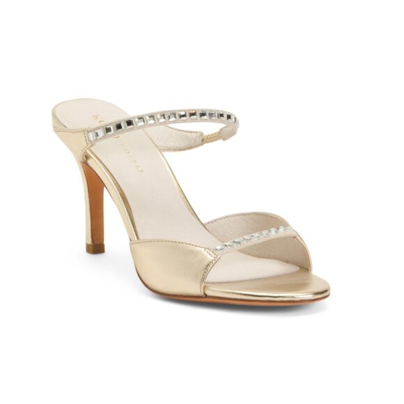 KOKO + PALENKI Gold Leather Cleo Heeled Sandals